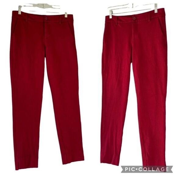 CAbi Ava Trousers Rhubarb Red Maroon Skinny Pants Slacks Pockets Split Cuff Sz 4 - Picture 3 of 8